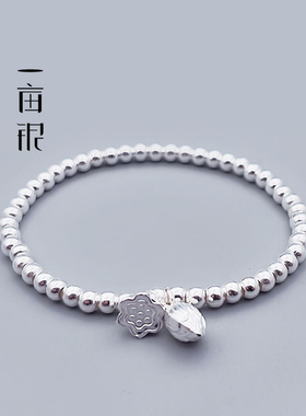 990足银莲花两世欢蓬复古珠手链