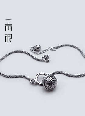 S925纯银清宫铃铛复古做旧脚链潮