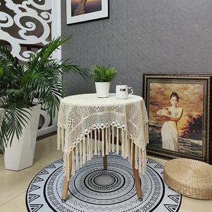桌布森系简约风镂空棉线钩针流苏桌布电视柜茶几盖布 花街5号中式
