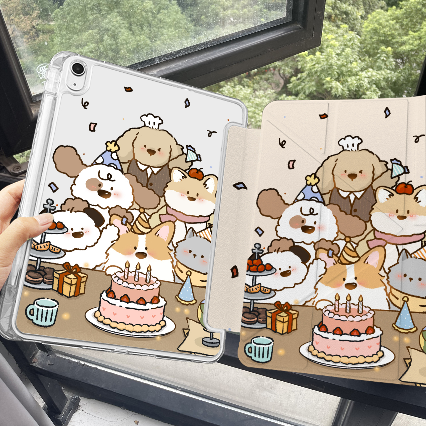 小狗派对华为平板保护壳带笔槽