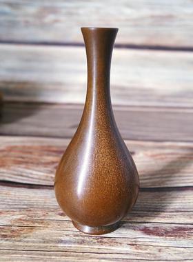 苏工铜复古净瓶梅瓶插花瓶茶道六君子香道配件桌面博古架摆件厂价
