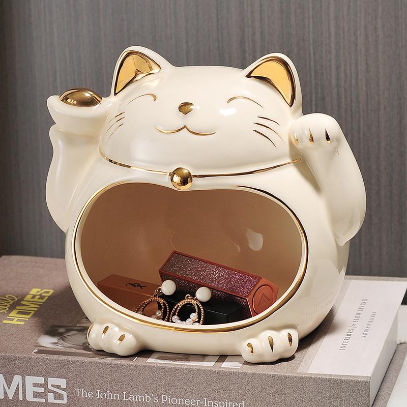 招财猫钥匙收纳玄关摆件入户门口鞋柜客厅家居装饰品乔迁新居礼品