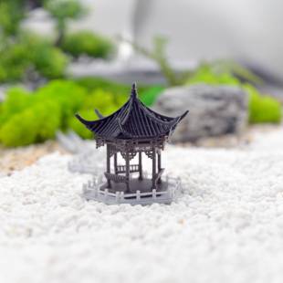 凉亭摆件中式古建3D模型湖心亭微景观室内盆景假山亭台楼阁国潮