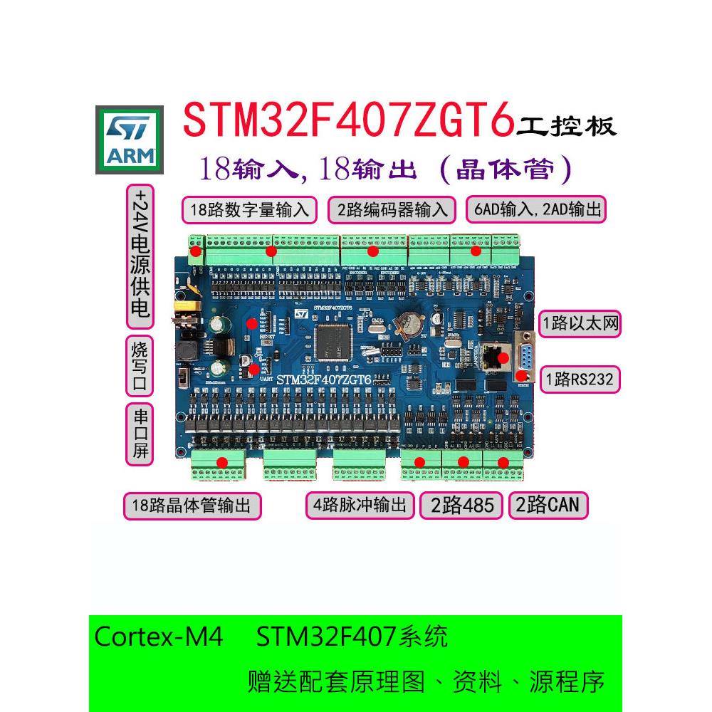 STM32F407ZGT6工控板开发板PLC板DI/DO模块自动化机器人MODBUS板
