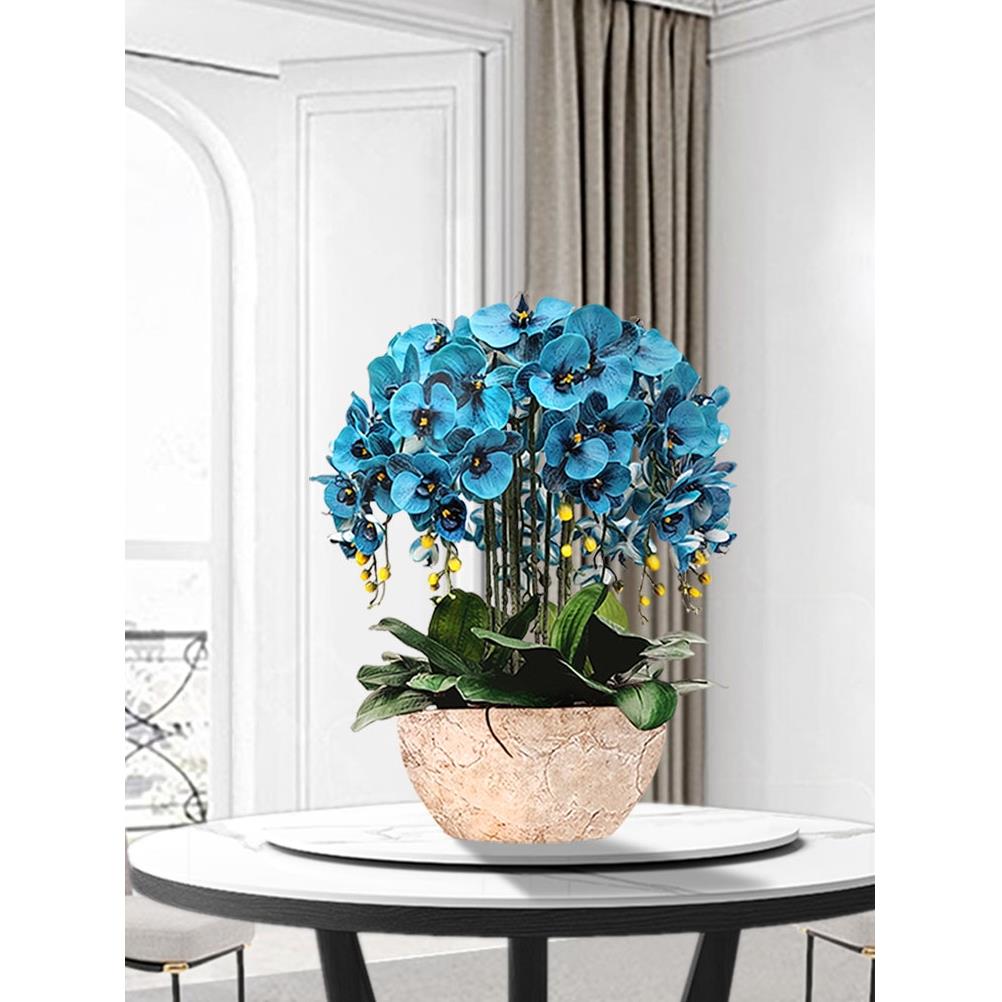 和家PU全手感蝴蝶兰仿真花套装假花整体花艺客厅餐桌花高档装饰花