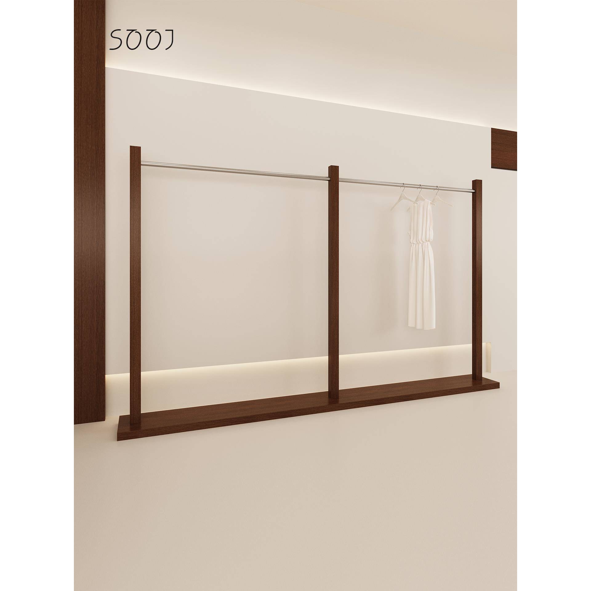 服装店展示架中岛落地架胡桃不锈钢中古挂衣架女装店中间陈列货架