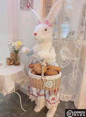 彷真兔子模型工具兔元宝兔站立大兔子玩偶摆件人偶兔照相装饰道具