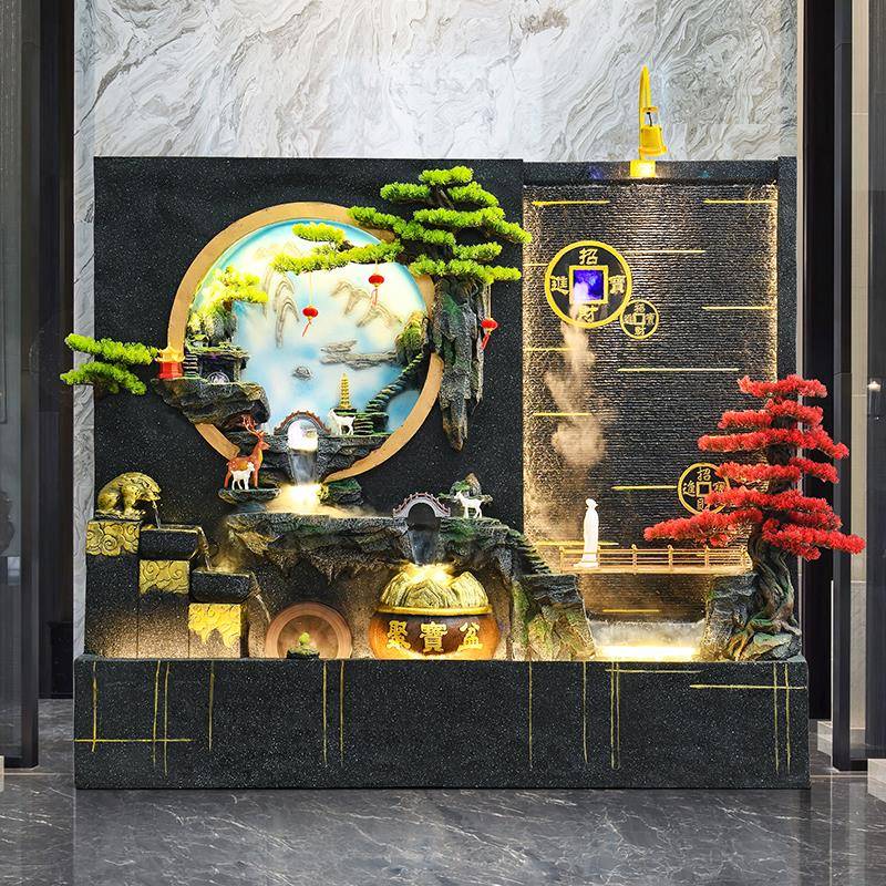 水幕墙流水屏风假山流水喷泉双面客厅办公室商铺酒店别墅庭院水景