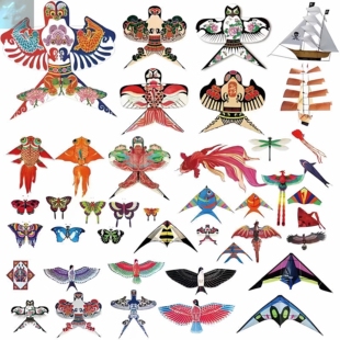 手绘古典彩色风筝PS设计鲤鱼节日校园活动宝宝宴春天元素构图素材