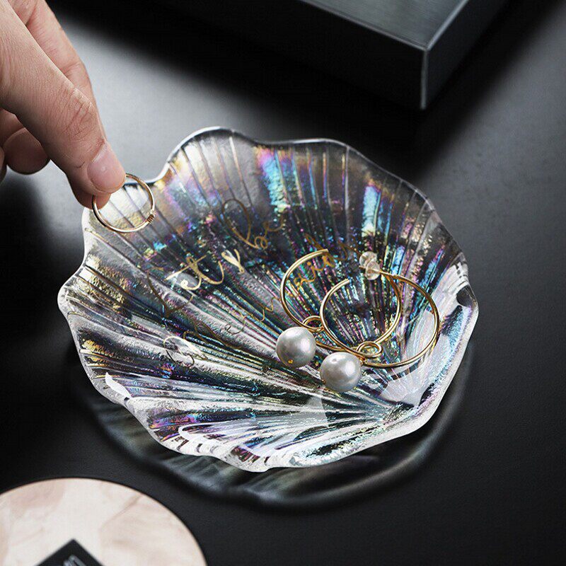 幻彩人鱼色玻璃盘子透明