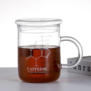 mrwater耐热玻璃杯微波炉加热带盖牛奶杯量杯刻度杯家用早餐杯子