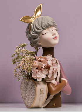 泡泡女孩b客厅插花花瓶北欧创意家居用品客厅电视酒柜装饰品小摆