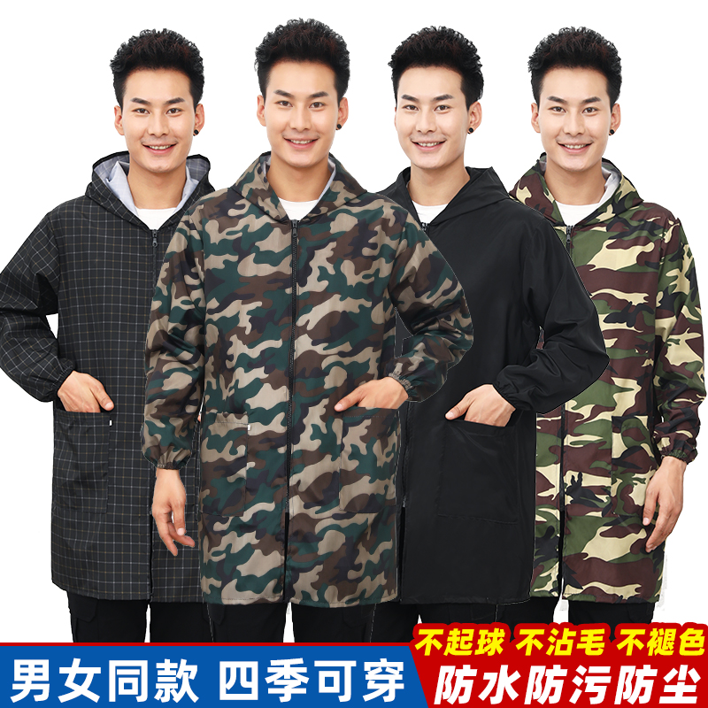 长袖防水防油罩衣大人厨房家用围裙时尚做饭男士T外套大褂工作服