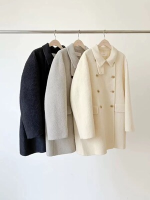 韩国ounce Chic韩系休闲简约百搭翻领苏丽羊绒大衣外套