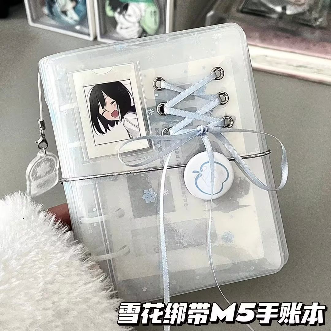 雪花绑带M5透明蕾丝活页手账本图片