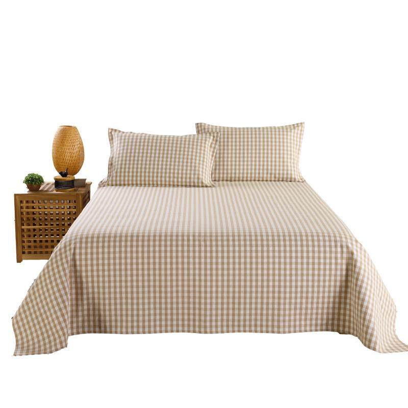 易迈亚麻凉席 三件套天然亚麻席 夏季凉席子床单1.8m床单双人格子