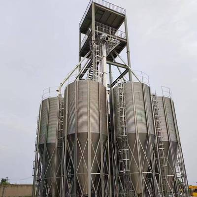 500吨稻谷钢板仓生产基地镀锌立筒仓鸡场用设计恒温全自动操作