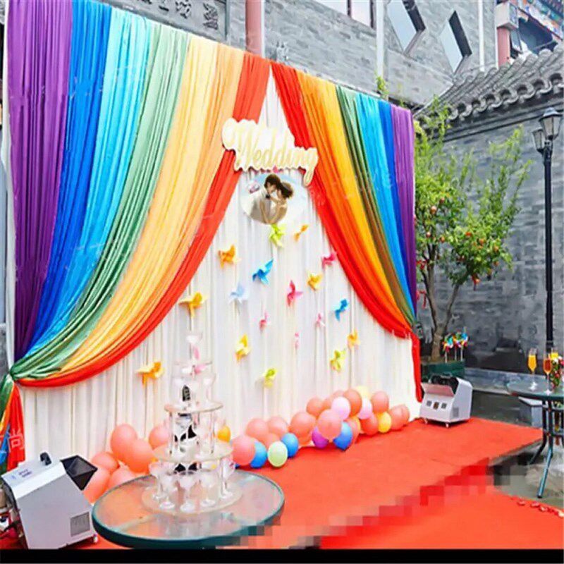 婚礼背景墙婚庆背景纱幔舞台装饰场景布置纱幔新款沙曼装饰布幔