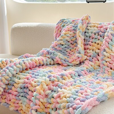 棉花糖~ains风毛绒盖毯冬季加厚毛毯沙发盖腿办公室装饰保暖毯子