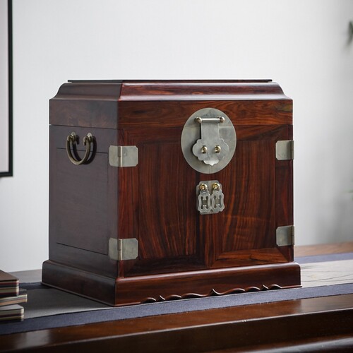 全独板大红酸枝j官皮箱中式红木首饰收纳盒榫卯实木文玩玉器珠宝