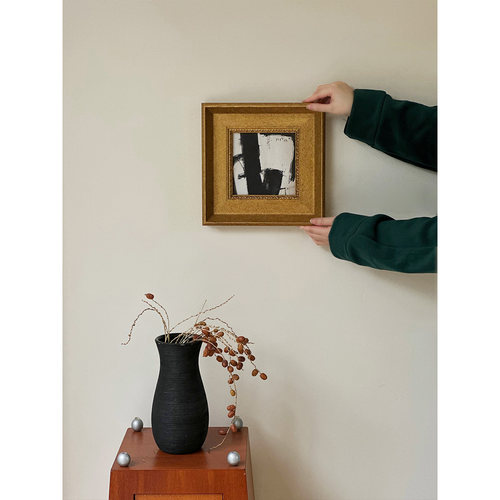 博物馆级中古f小众金箔实木框装饰画床头客厅走廊现代抽象精致挂 - 封面