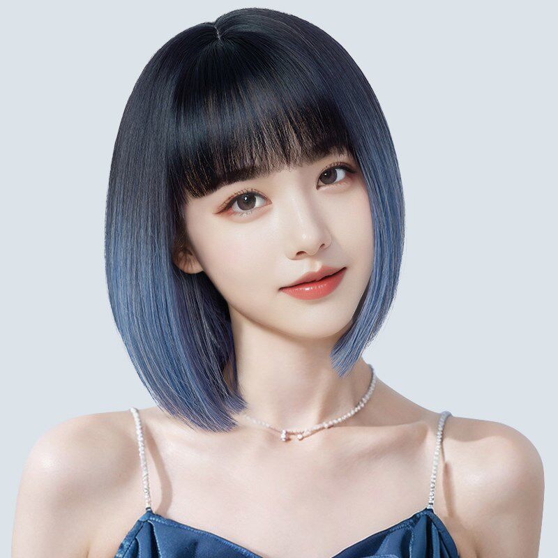 假发全头套女波波头仿真发自然蓬松减龄齐刘海短发渐变Z齐肩短直