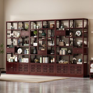博古架竹制中式非实木现代简约风置物架茶室摆件展示柜隔断多宝格