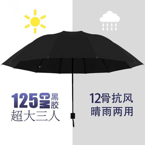 雨伞十骨双人大号雨伞男女太阳伞遮阳晴雨两用伞10骨黑色手动