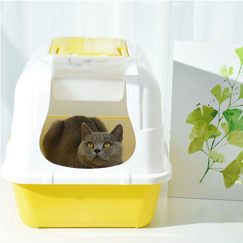 全封闭式猫砂盆大号防臭前进出掀盖猫厕所松木网格猫沙盆宠物用品