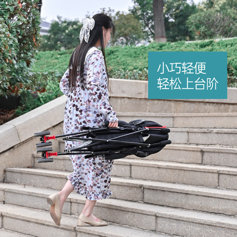 婴儿推车轻便简易折叠可坐躺式一键宝宝推车鸭脚板工程类这线钛板