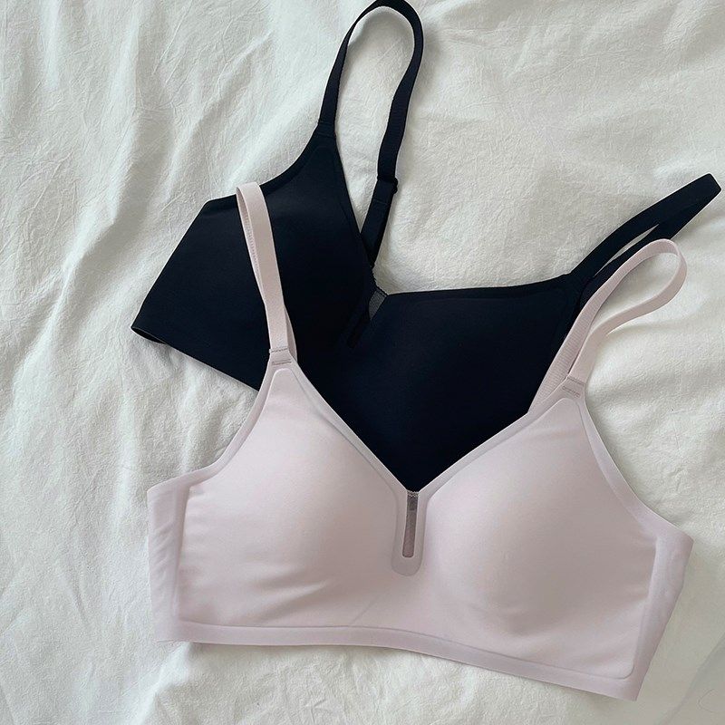无痕内衣女士夏季薄款小胸聚拢无钢圈收副乳防下垂果W冻条文胸夏