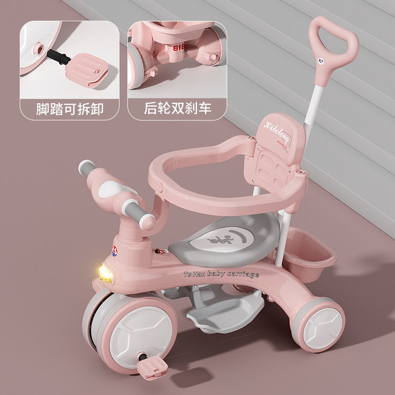 儿童三轮车1-3-6岁自行车婴幼儿推车灯光音乐Q宝宝手推车小孩玩具