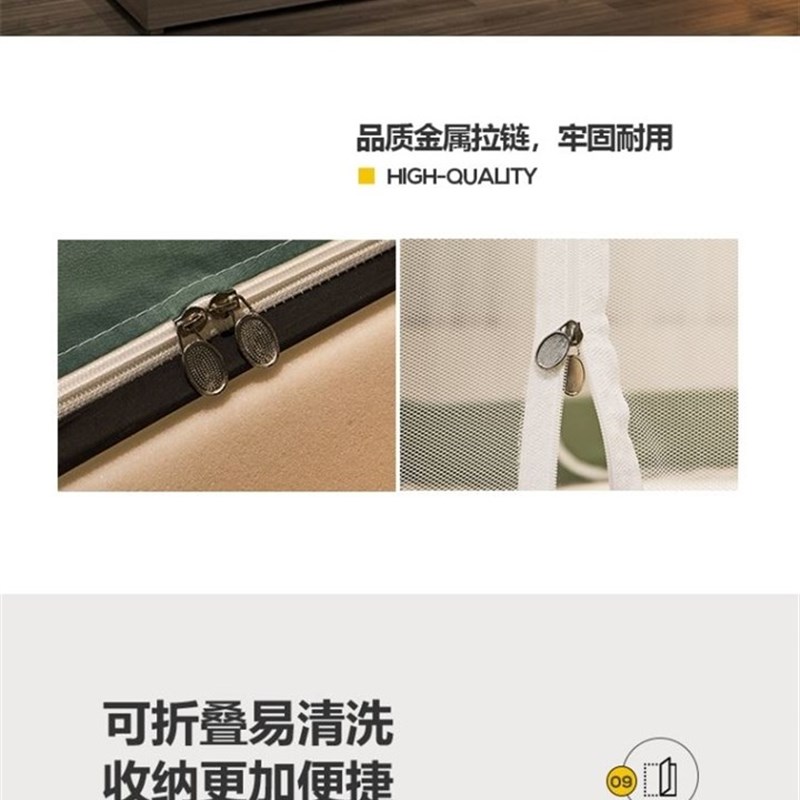 折叠式免安装家用蚊帐学生宿舍三开门蒙古包方顶防蚊加密全底回底
