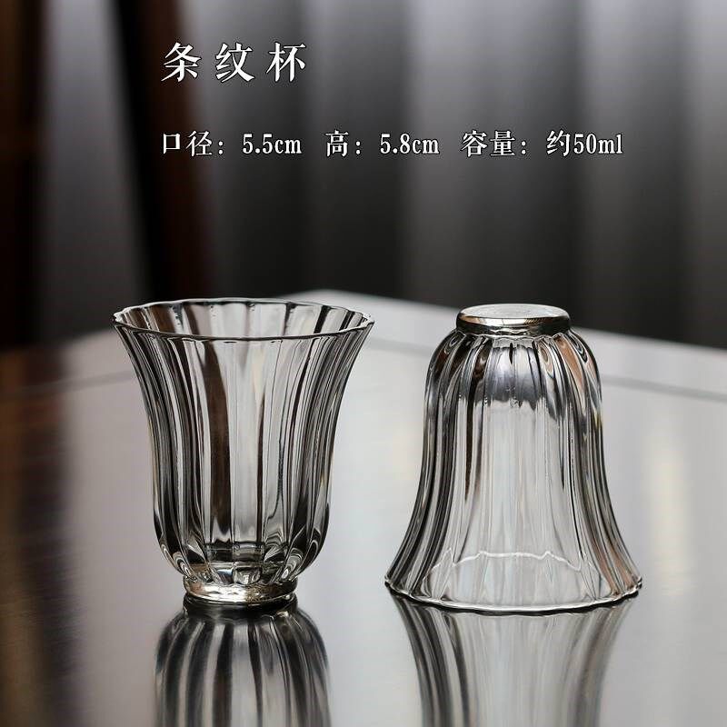 璃享玻璃茶杯e 品名杯对杯 条纹玻璃杯 手工精品玻璃 一盒2个装