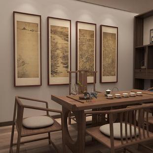 米亦堂x文伯仁 四万山水新中式四条屏禅意国画餐厅书房玄关竖挂画