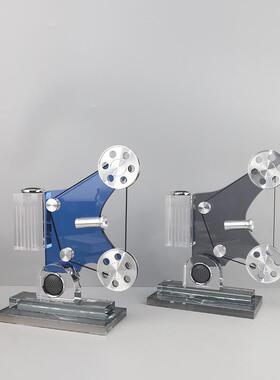 创意水晶复古留声机音响摆件模型家居客厅电视柜桌面样板间工艺品