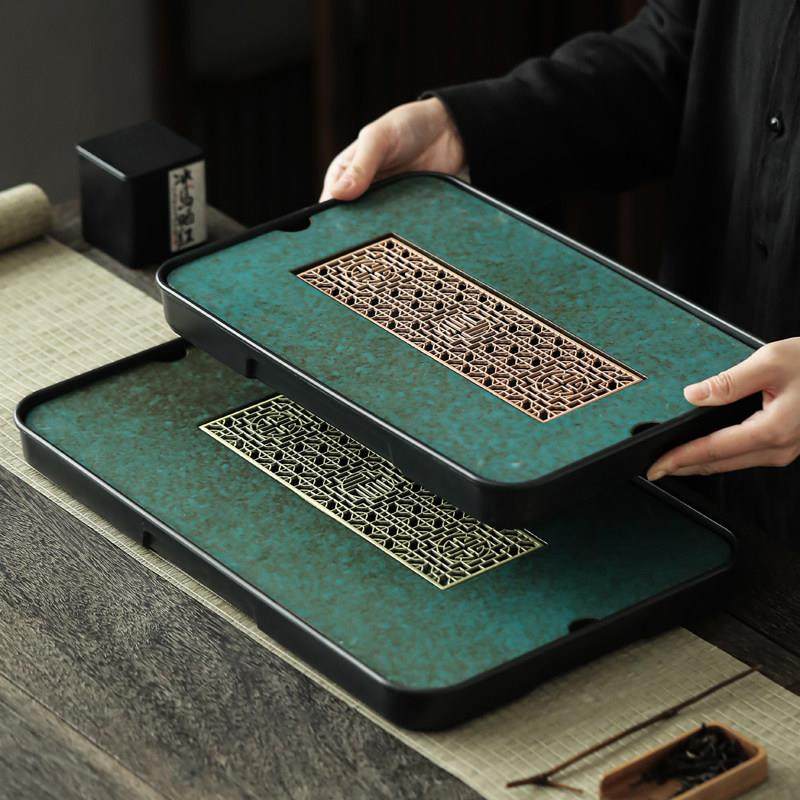 松石绿茶盘家用茶具台托盘沥水轻奢简约陶瓷干泡台小型号排储水式,餐饮具,茶盘,淘宝优惠券,粉丝福利购,淘宝优惠卷