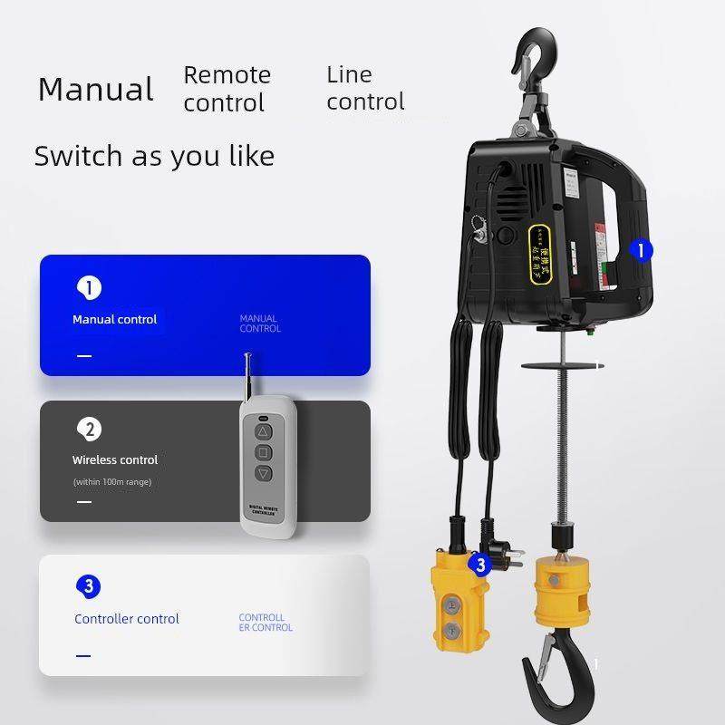德国进口便携式电动葫芦起重遥控小型家用装修吊机便捷牵引微型提