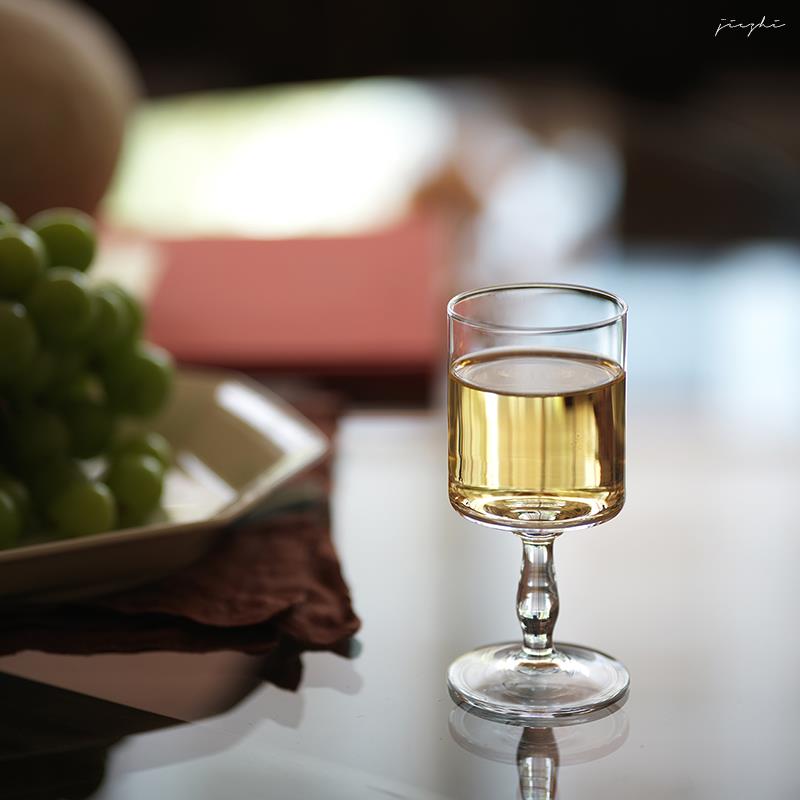 觥系列高脚小酒杯 中古感无铅水晶咖啡茶杯人工吹制硝子玻璃 介直