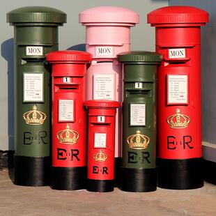 复古邮筒摆件创意巨型存钱罐筒超大号纸币储钱罐大人可存可取铁艺
