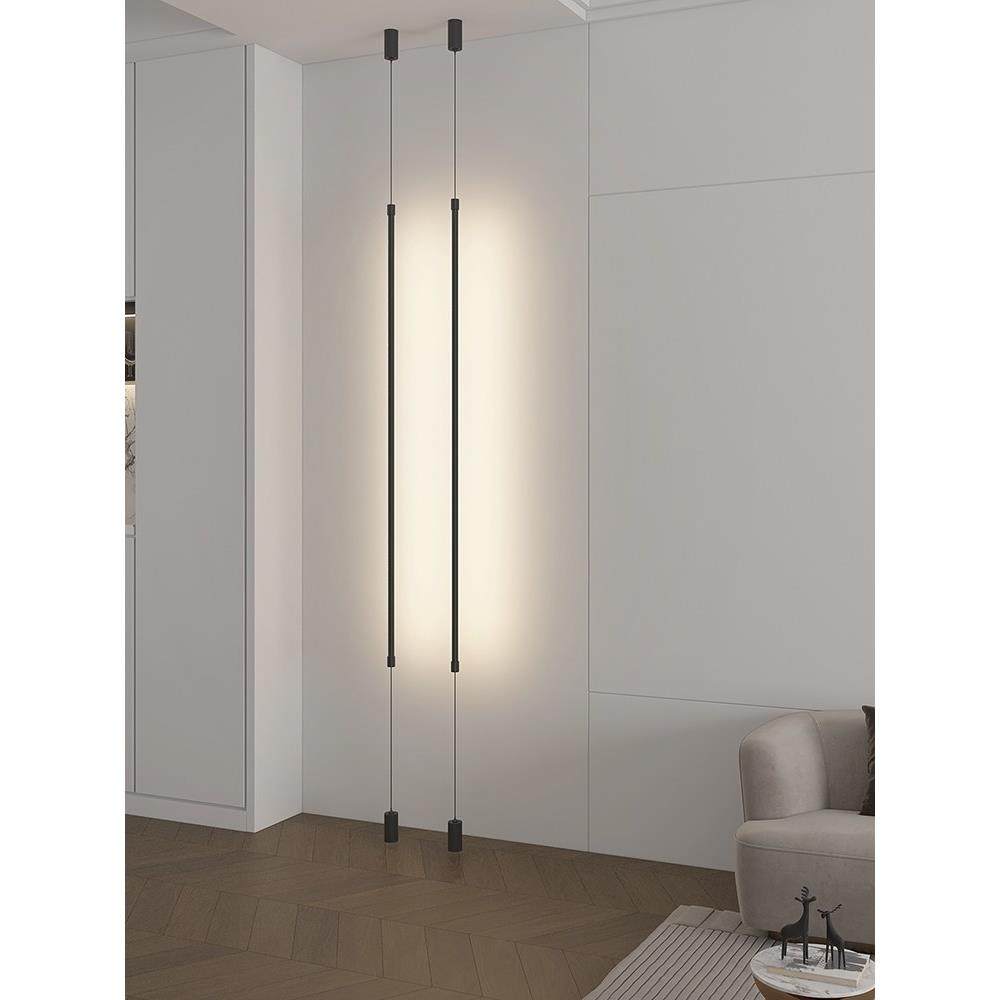 极简长条吊灯圆管天际线床头玄关落地吸顶免接电带插头氛围线条灯