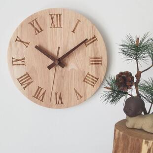 实木罗马简约创意圆形欧式客厅卧室饭厅静音挂钟走时精准墙表装饰