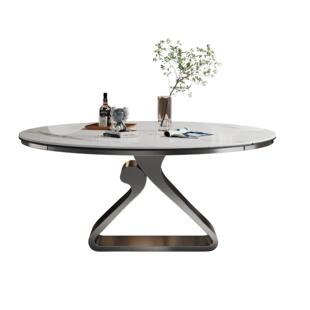 覆合金属不锈钢岩板餐桌椅伸缩折叠方圆两用电磁炉家用圆桌小户型