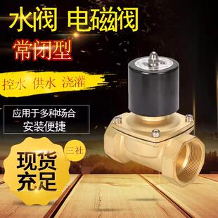 防水4分常闭水管24v电磁阀开 关阀控制阀220v电子冲水阀配件1.2寸