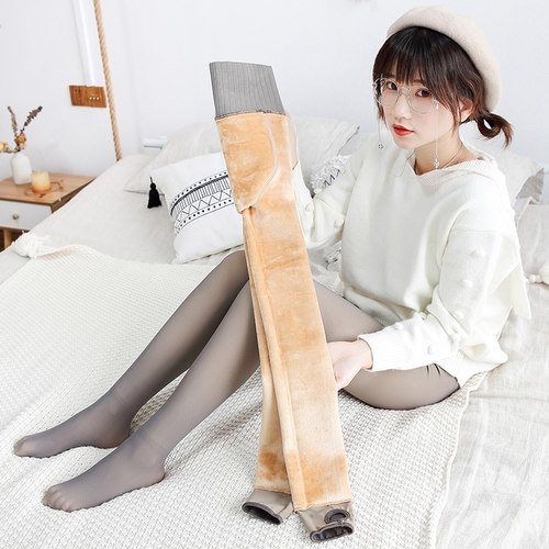 假透肉空姐灰打底裤女加绒加厚连C裤袜透肤裤秋冬季丝袜裤踩脚外