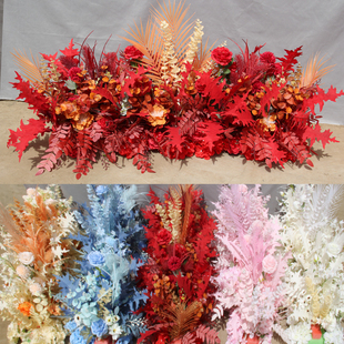 新款婚庆地排花仿真绢花成品装饰尤加K利花排T台路引婚礼花艺