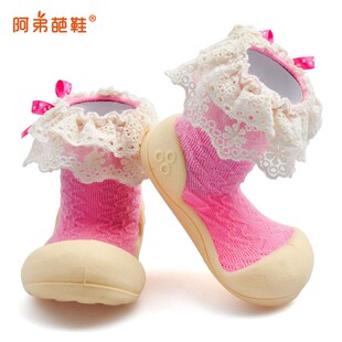 Attipafs婴儿鞋春秋女宝宝地板鞋小公主一岁13码软底学步鞋连袜鞋
