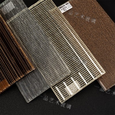 成都钢化夹胶艺术玻璃隔断定制酒店餐厅入户客厅夹丝夹娟玻璃屏风