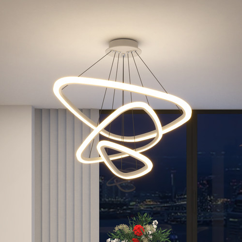 餐厅吊灯简约现代大气鱼线型客厅大厅书房卧室Q新款led中山灯具