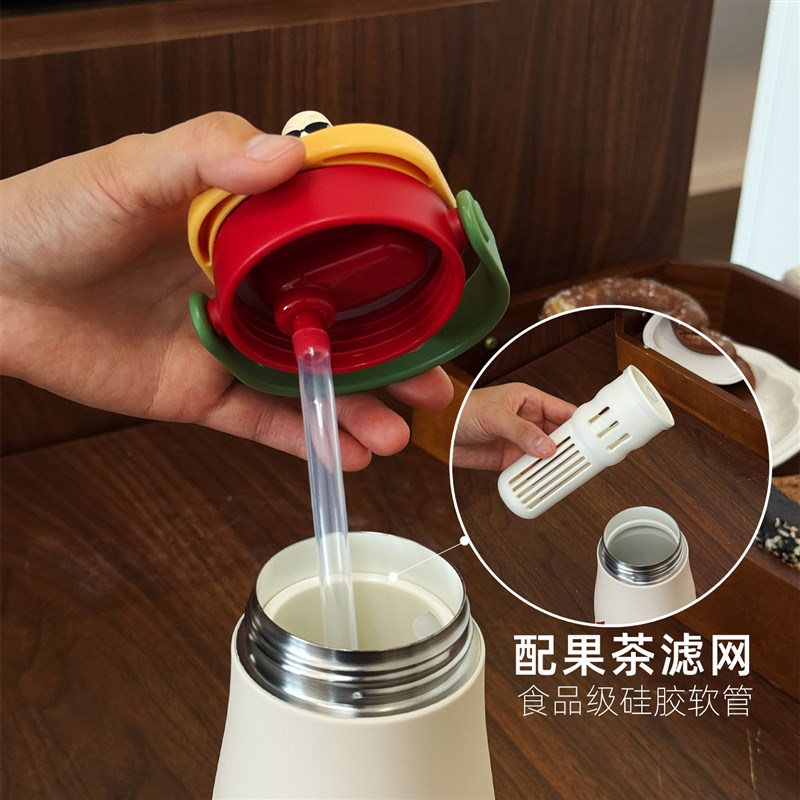 陶瓷内胆保温杯女生小巧可携式水杯男款外出携带咖啡杯吸管随行杯